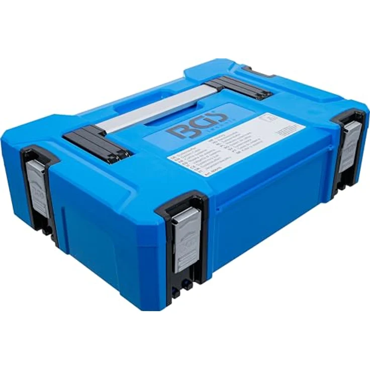BGS TECHNIC Systemkoffer Größe S, robuster ABS-Kunststoff, klappbarer Aluminium Tragegriff, 4 Schnappschlösser, schaumstoffgepolstert, stapelbar, kompatibel mit BGS Systemkoffern – Bild 9