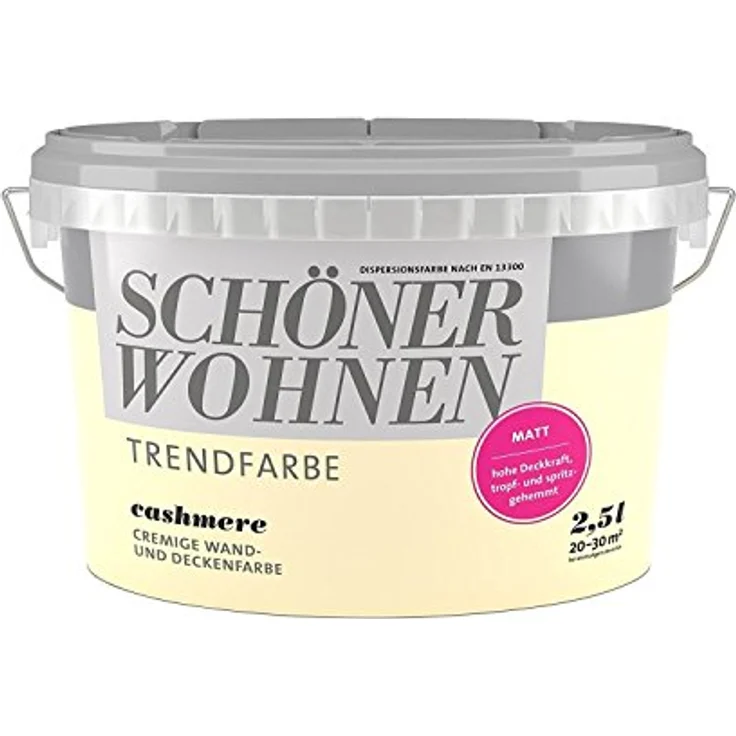 SCHÖNER WOHNEN FARBE Wandfarbe SW Trend, matte Dispersionsfarbe, 2,5L, cashmere 1515, scheuerbeständig und lösemittelfrei – Bild 1