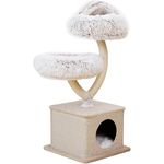 Fudajo Kratzbaum Zweigdesign mit Katzenhaus 95 cm, Designer Katzenkratzbaum mit Plüsch und Sisal, Katzenbaum mit Katzenhöhle, Kletterbaum für Katzen in Naturfarben