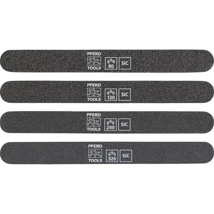 PFERD TOOLS Schleiffeilen-Set 4tlg. SF-R 180x19x5mm, Siliciumcarbid SiC 80, 120, 240, 320 für Feinschliff & Finish