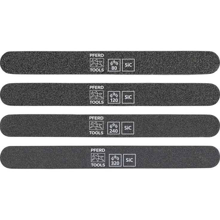 PFERD TOOLS Schleiffeilen-Set 4tlg. SF-R 180x19x5mm, Siliciumcarbid SiC 80, 120, 240, 320 für Feinschliff & Finish