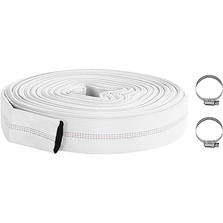 vidaXL Feuerlöschschlauch, 30 m 1" PVC, flexibler Flachschlauch in Weiß mit 8 bar Arbeitsdruck – Bild 1