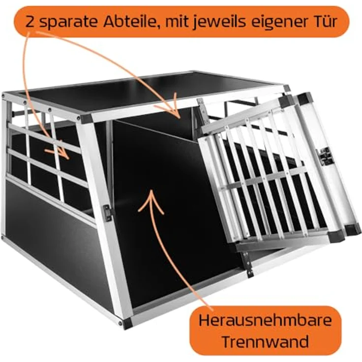 Petigi Hundebox Hundetransportbox Auto Alu 89 x 69 x 50 cm Aluminium Kofferraum Transport Box für Hund Dog Autobox Haustier Käfig – Bild 3