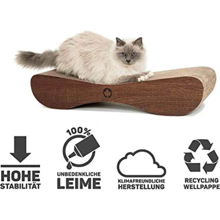 CanadianCat Company | XXL Satellite 2.0 Lounge | wallnuss braun | Kratzmöbel, Kratzbrett | Katzen Pappe +Katzenminze | ca. 76 x 24 x 15 cm – Bild 2