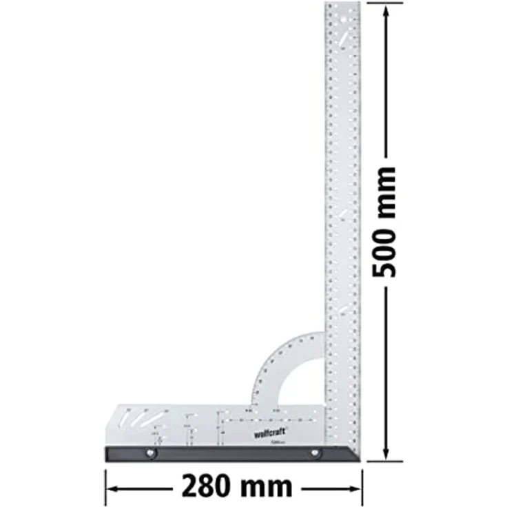 wolfcraft Universalwinkel 5206000 Winkelmesser mit 500 mm Schenkellänge zum präzisen Anreißen & Zeichnen mit 90° Anschlagwinkel & abnehmbarer Winkelschiene – Bild 4