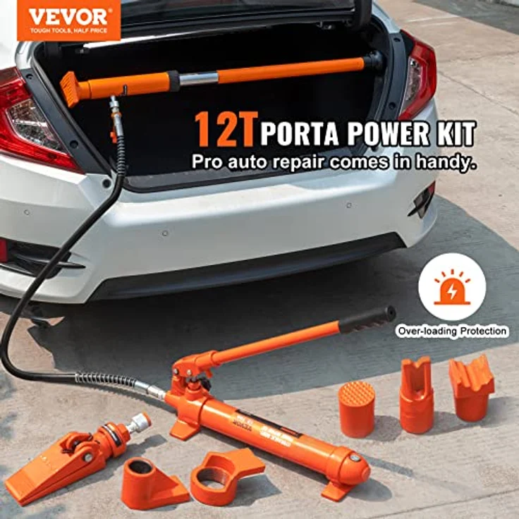 VEVOR 12-Tonnen Hydraulik-Porta-Power-Set, Ausbeulwerkzeuge mit 135 mm Hub und automatischem Überlastschutz, robustes Werkzeugset für Kfz-Reparaturen – Bild 2