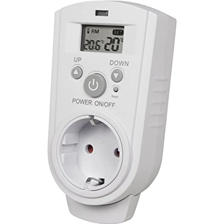 MC Power TCU-530 Steckdosen-Thermostat, Klimaregelung 5-30 °C, max. 3.680W, 230V/16A, mit Display und Außenfühler