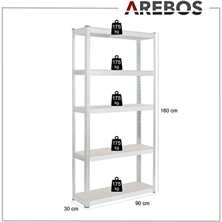 AREBOS Schwerlastregal Werkstattregal Steckregal 2er Set Kellerregal Lagerregal – Bild 3