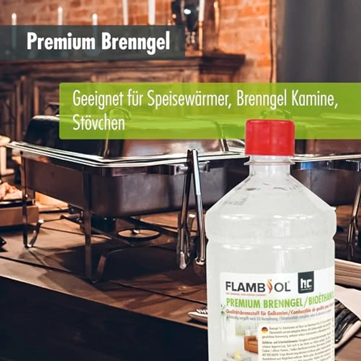 Höfer Chemie 15x 1 L FLAMBIOL® Premium Brenngel mit langer Brenndauer, für Kamine drinnen & draußen – Bild 5