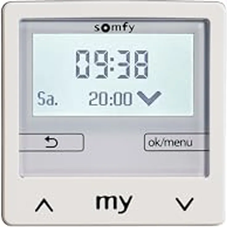 Somfy Chronis Smoove IB+ Zeitschaltuhr in Pure White, zentrale Steuerung für bis zu 100 Motorsteuergeräte, modernes Design mit grossem Display, Tages- und Wochenprogramm