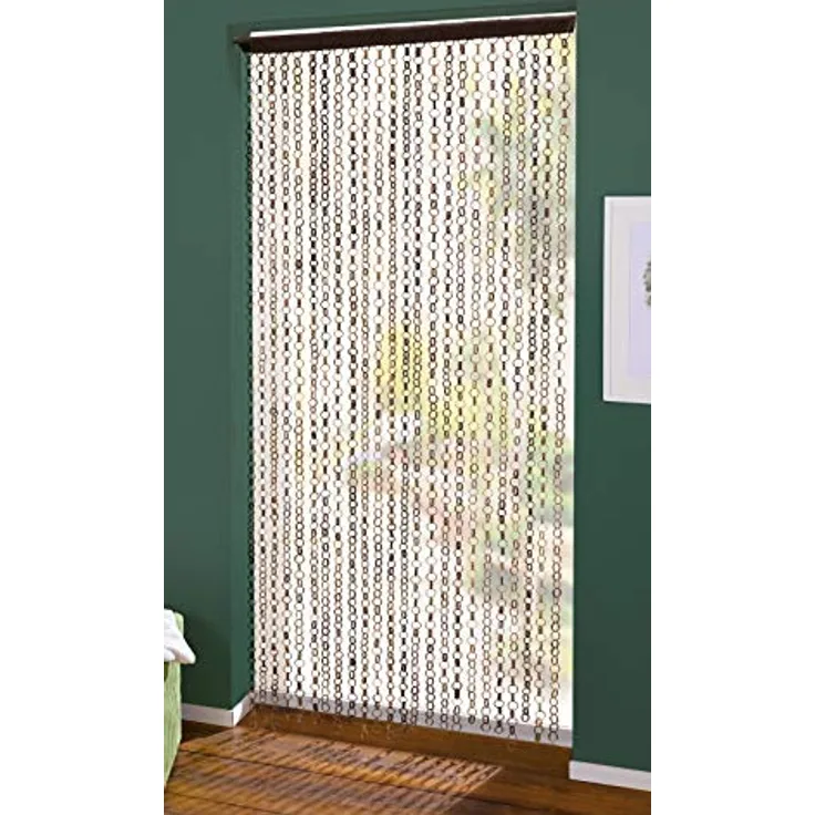 Dekoleidenschaft Bambus-Türvorhang Ring in Ring Balkontür Insektenschutz-Vorhang, braune Canvasborde, natürliche Atmosphäre, umweltschonend, 185x90 cm