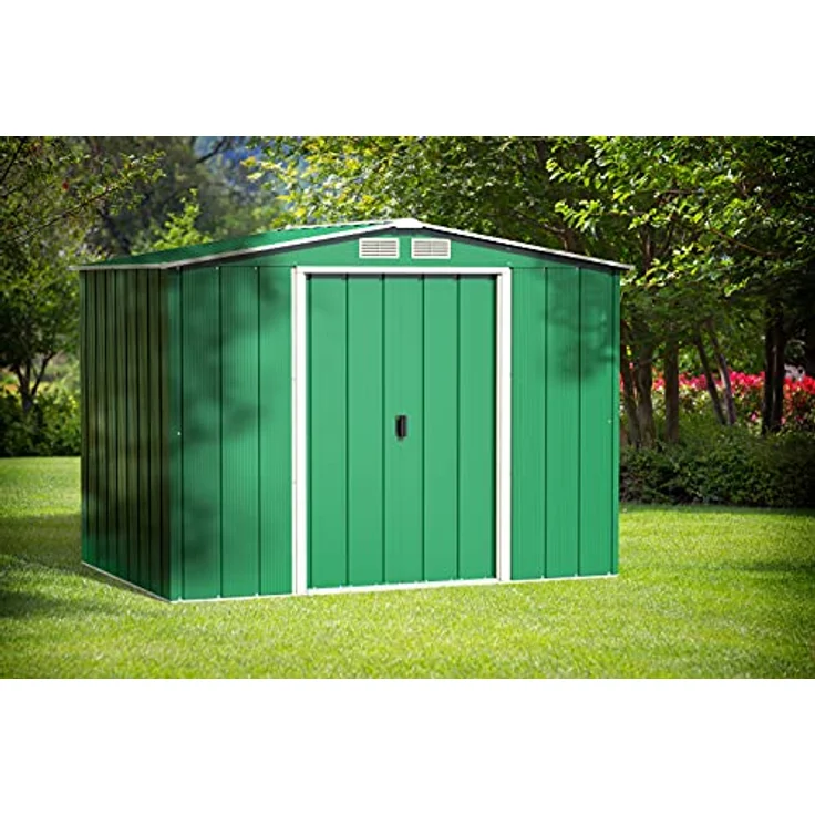 Duramax ECO 8 x 6 (4.37 m²) Metallgerätehaus, feuerverzinktes Metall gerätehaus - Geräteschuppen, verstärkte Dachkonstruktion, wartungsfreier und wetterfester Metallschuppen, Grün – Bild 4