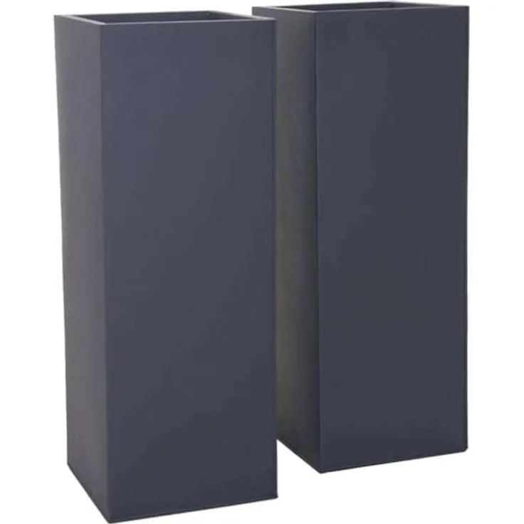 VIVANNO Pflanzkübel Zink BLOCK Säule, Set mit 2 Stück, anthrazit matt, 29x29x80 cm