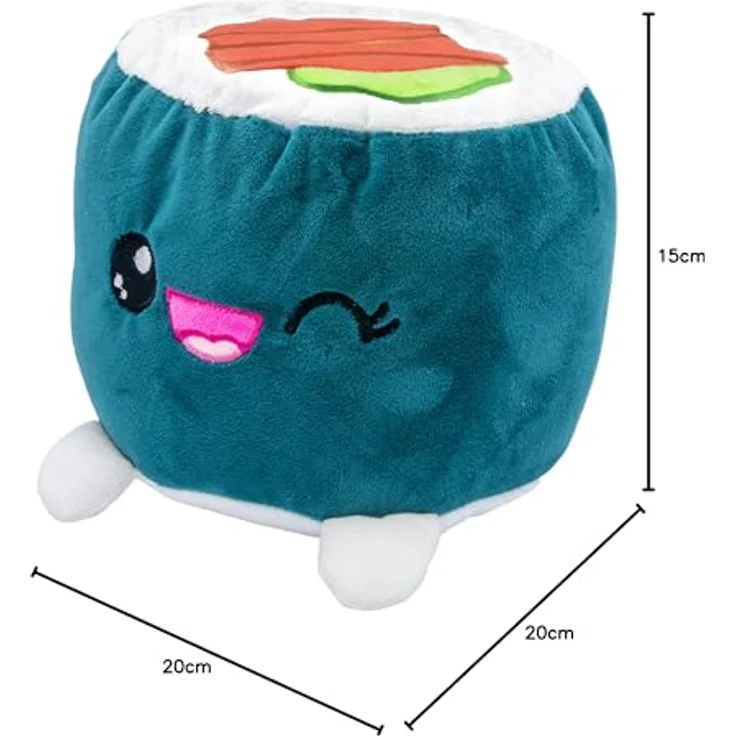 BEMIRO Tierkuscheltier Plüsch Maki Sushi mit Lachs - ca. 20 cm, niedlicher Begleiter mit japanischem Flair – Bild 3