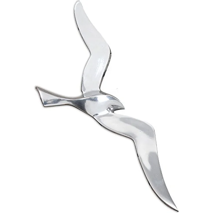 Wanddeko-Objekt Möwe 36cm Aluminium Silber Wand Deko-Figur – Bild 2