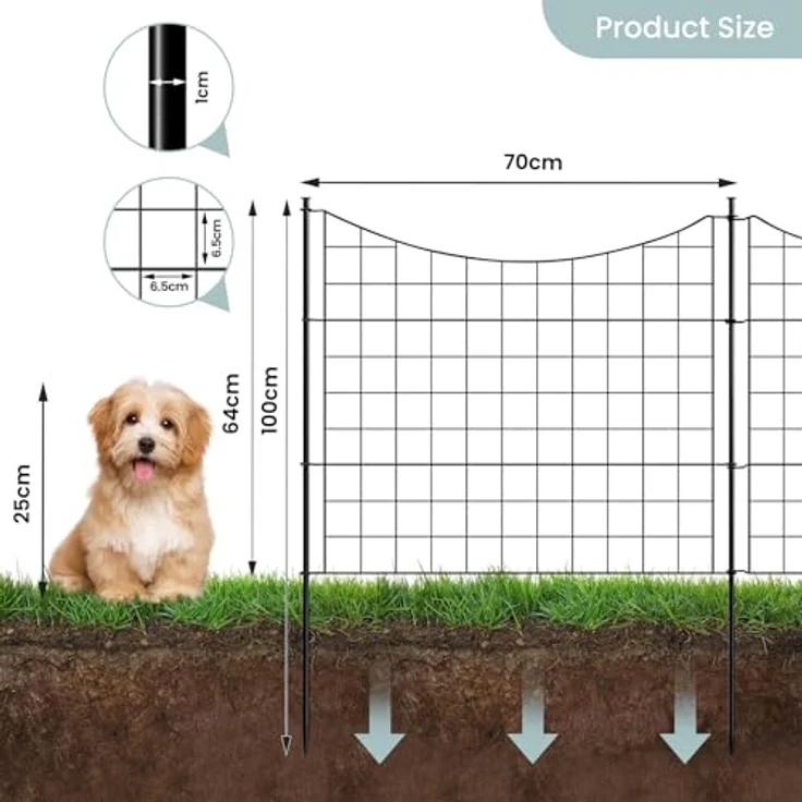 WOLTU 5 x Gitterzaun Oberbogen, dekorativer Gartenzaun für Hunde, Schwarz, 70×78 cm – Bild 7