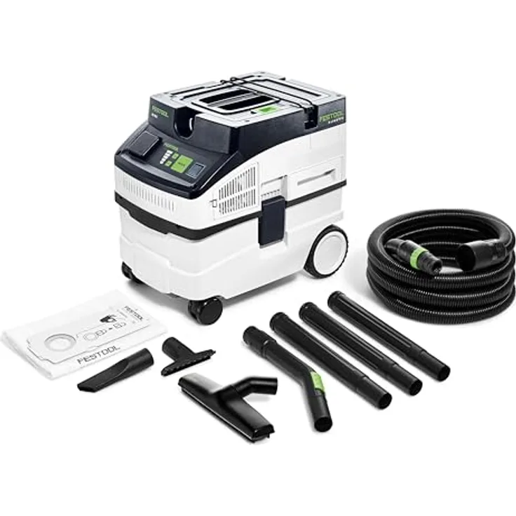Festool Absaugmobil CLEANTEC CT 15-Set, leistungsstarker Nass- und Trockensauger mit 15 Litern Behältervolumen, 5-stufiger Saugkraftregulierung und Antistatik-Funktion