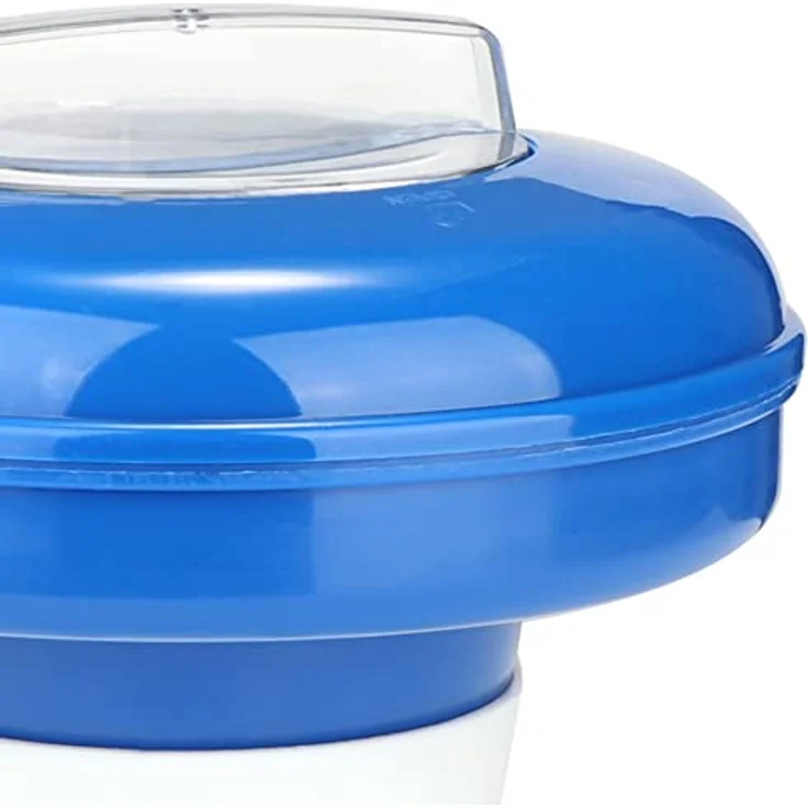 com-four® 2x Dosierschwimmer für den Pool, Chemikalienspender für Chlor- oder Bromtabletten, blau-weiß, regulierbare Dosierung, großes Fassungsvermögen – Bild 8