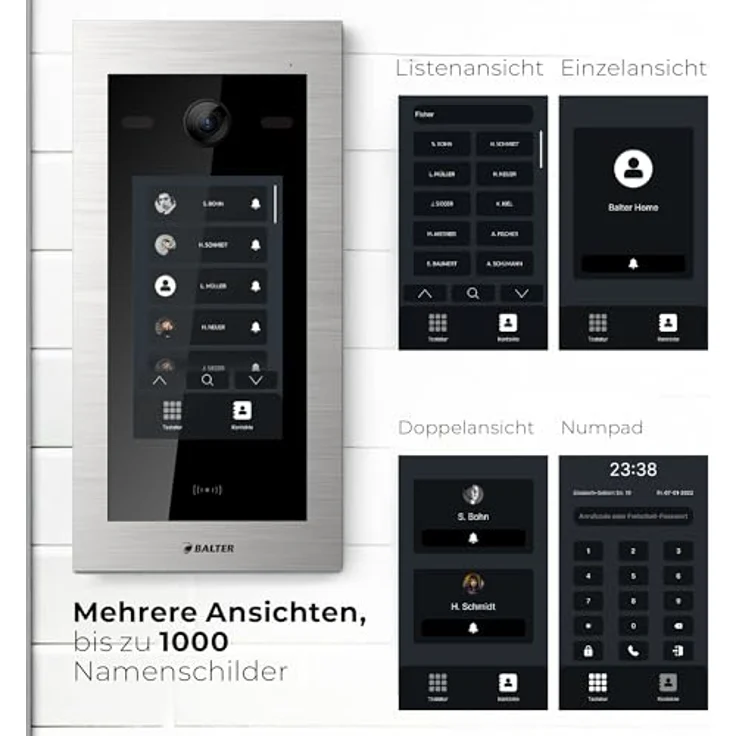 Balter EVO-HD Video Türsprechanlage, Komplettset für Einfamilienhaus, 4x 7 Zoll Touchscreen Monitore, Full HD Kamera, 175° Weitwinkel, Smartphone App, RFID-Türöffnung – Bild 5