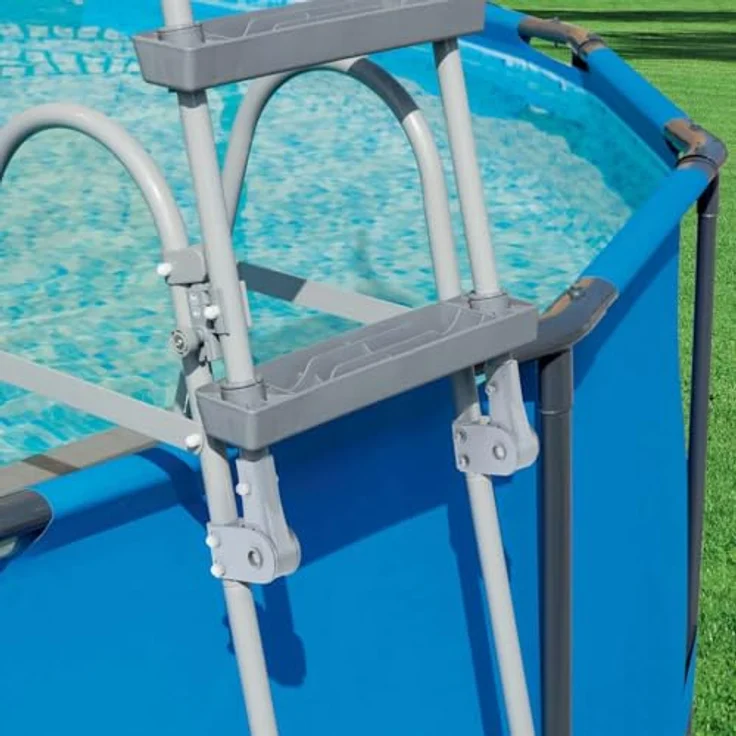 vidaXL Poolleiter Bestway Poolleiter 4 Stufen Flowclear 122 cm 58331 Kindersicher, Grau, Korrosionsbeständiger Metallrahmen, Maximale Tragfähigkeit 150 kg, für Poolhöhe bis 122 cm, 2 x 4 rutschsichere Sprossen, Bestway Artikelnummer 58331 – Bild 7