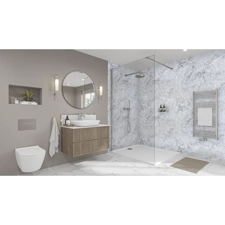 Wetwall Duschrückwand Elite Fumo, wasserdichtes Wandpaneel mit einfachem Nut- und Federsystem, Farbe: Fumo