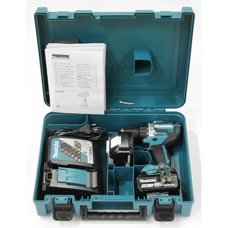 Makita Akku-Bohrschrauber 18V, kompakt, bürstenloser Motor, LED-Licht, inkl. 2 Akkus – Bild 2