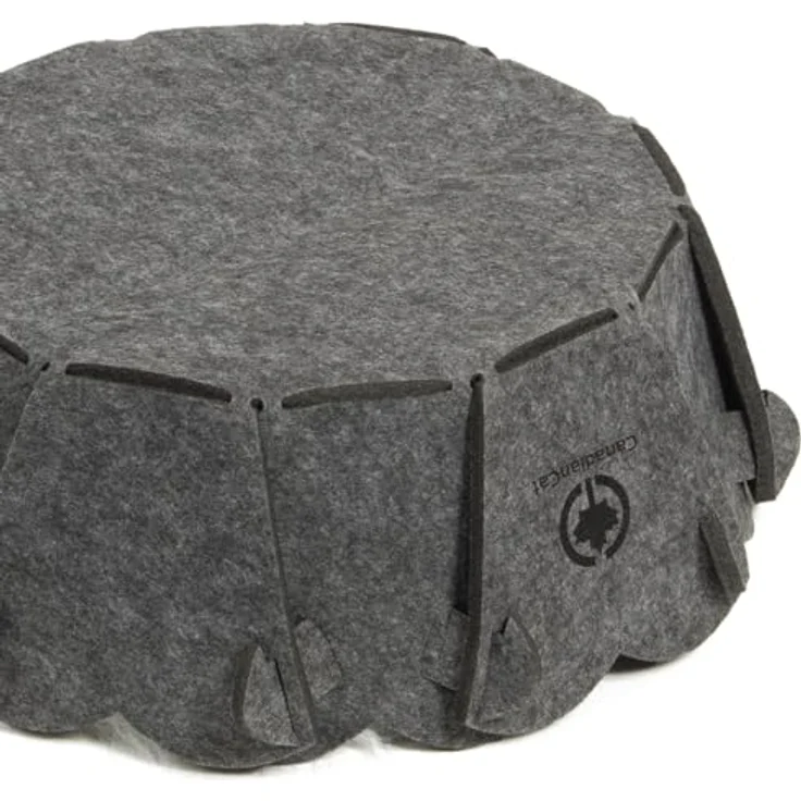 CanadianCat Company | Katzenkorb rund Katzenbett Flower Schlafkörbchen, grau, aus Filz inkl. Kissen, Ø 42 cm, ca. 48 x 48 x 17 cm – Bild 5