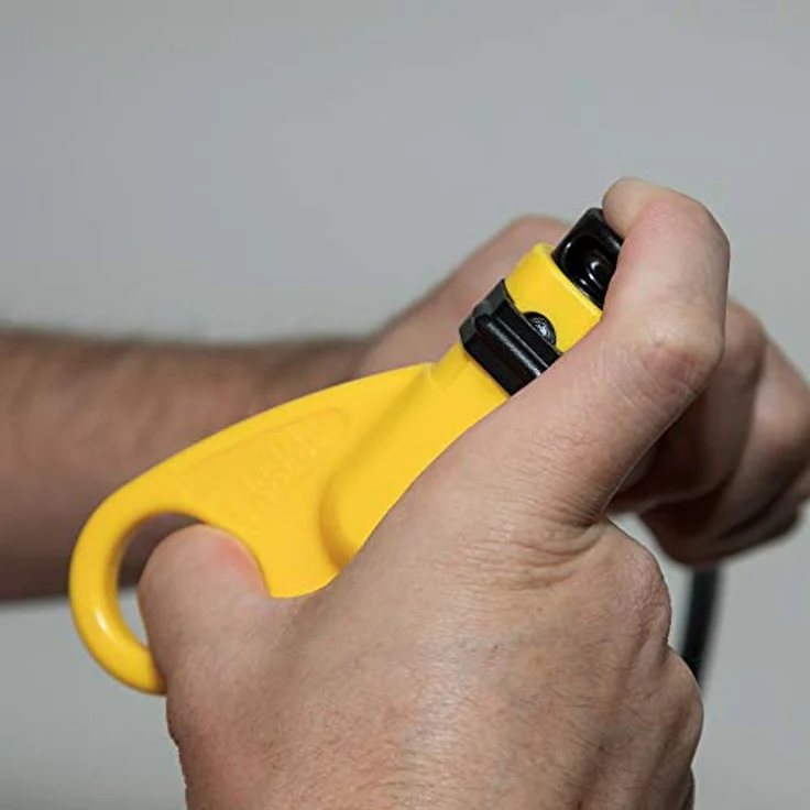 Klein Tools VDV110-061 Abisolierwerkzeug für Koaxialkabel, 2 Stufen einstellbar, radial, Gelb-schwarz – Bild 5