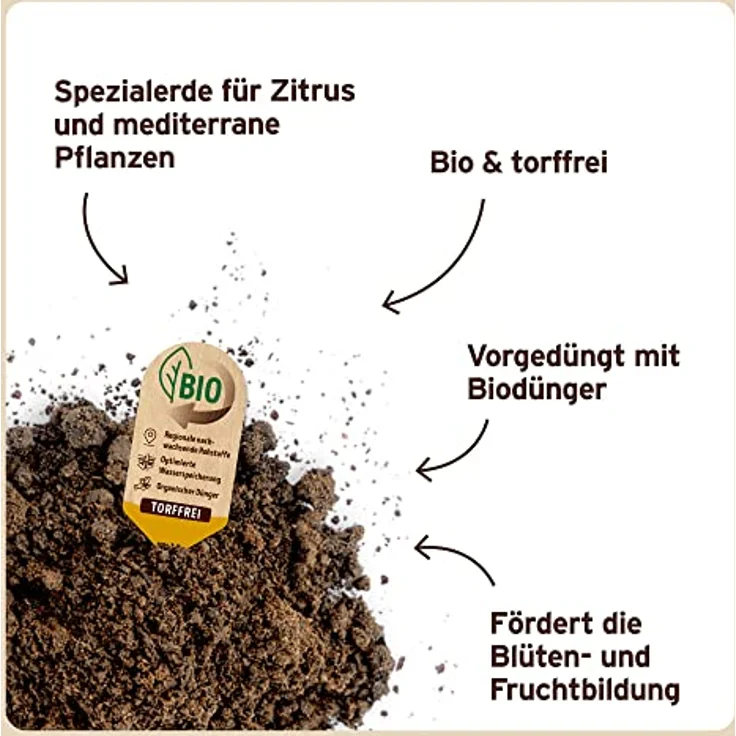 Substral Naturen Mediterrane & Zitrus Erde Bio & torffrei, für Zitruspflanzen, Kräuter, Palmen, etc., 20L – Bild 3