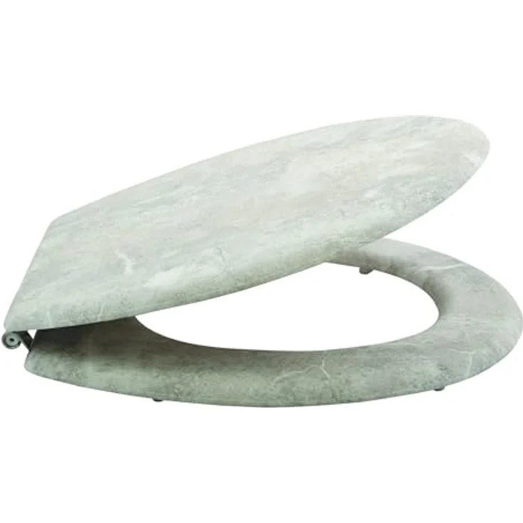 MSV WC-Sitz Stonehenge, MDF mit Edelstahl-Scharnieren, grau, 42,5 cm x 36,5 cm x 5 cm – Bild 3