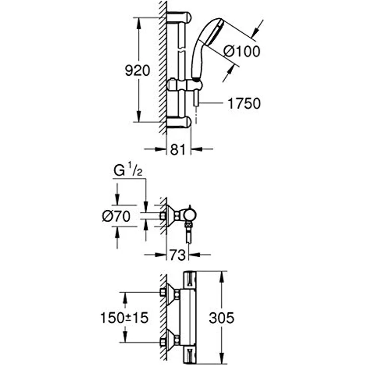 Grohe Grohtherm 800 | Brause- und Duschsystem - Thermostat -Brausebatterie | Inklusive Brausegarnitur | Schutz vor Hautverbrennungen bei 38 °C und 43 °C | Chrom | 34566001, 900 mm – Bild 4