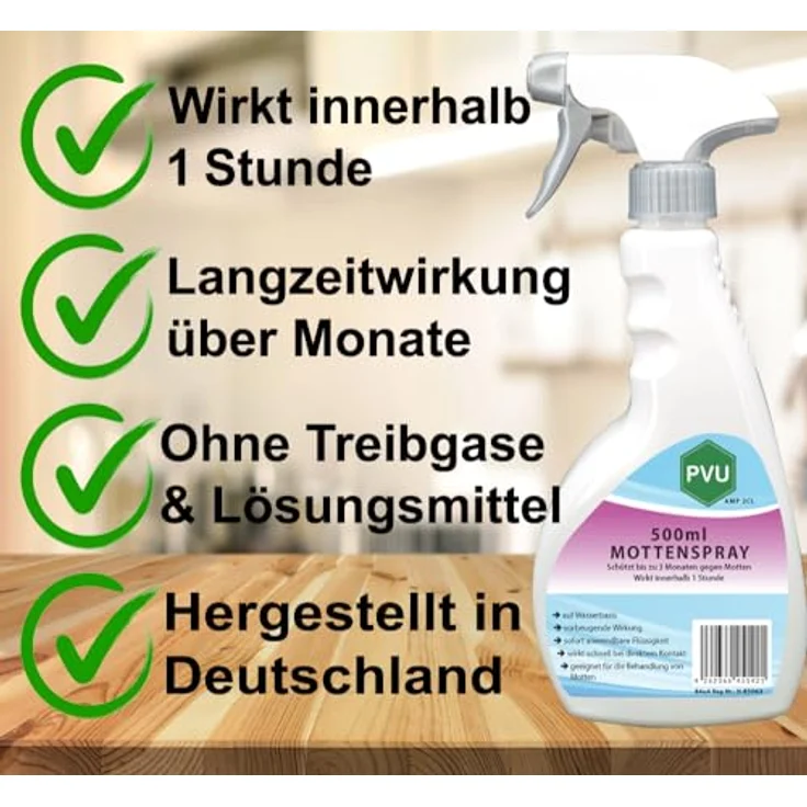 PVU Mottenspray 500ml | mottenschutz für kleiderschrank | Alternative zu kleidermottenfalle | Anti motten Spray auf Wasserbasis – Bild 3