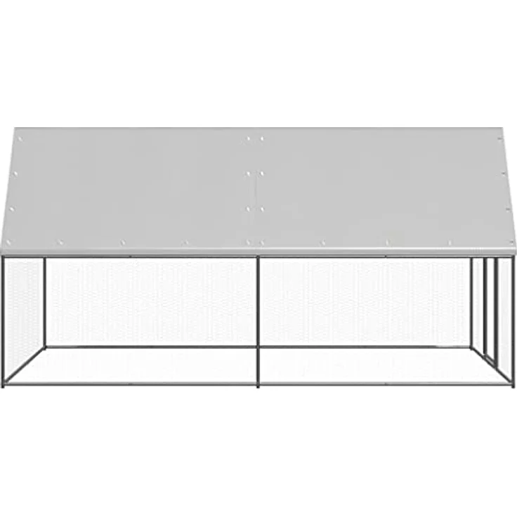 vidaXL Hühnerstall, Outdoor-Hühnerkäfig 2x4x2 m aus verzinktem Stahl, wasserabweisendes Dach, silbern/silbergrau – Bild 3