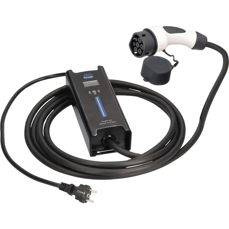 As - Schwabe Elektroauto Ladestation Mode 2, Typ 2, 3 kW, 16 A, CEE 7/7, mit LCD-Display, einstellbarem Ladestrom und IP44-Schutz