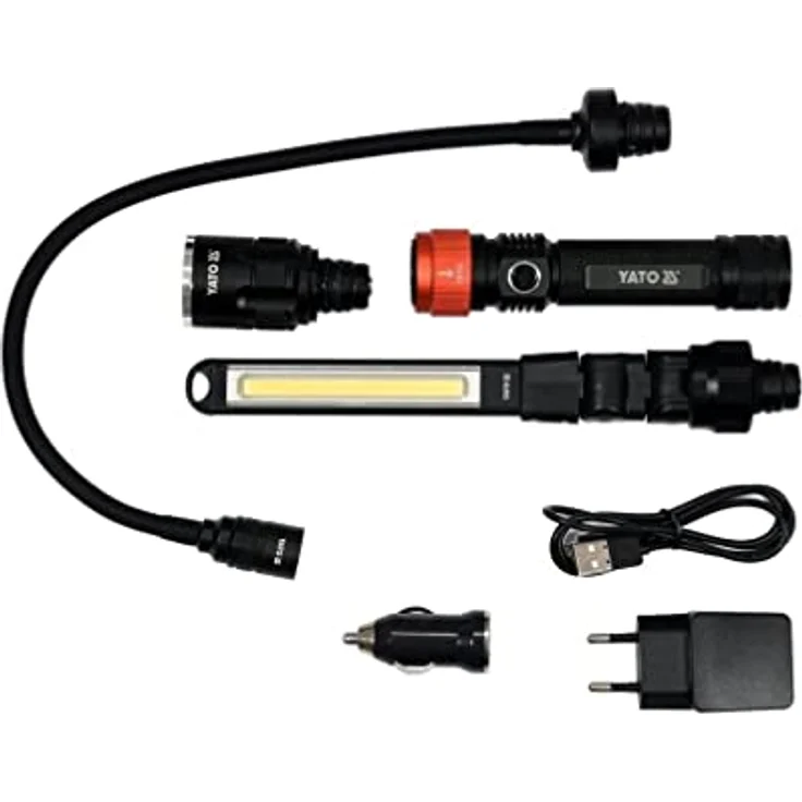 YATO Handleuchte 280, 190, 380 Lumen Lampe NEU, 3in1-Modell, IP54, Aluminium/Abs, magnetisch, grün/rot – Bild 5