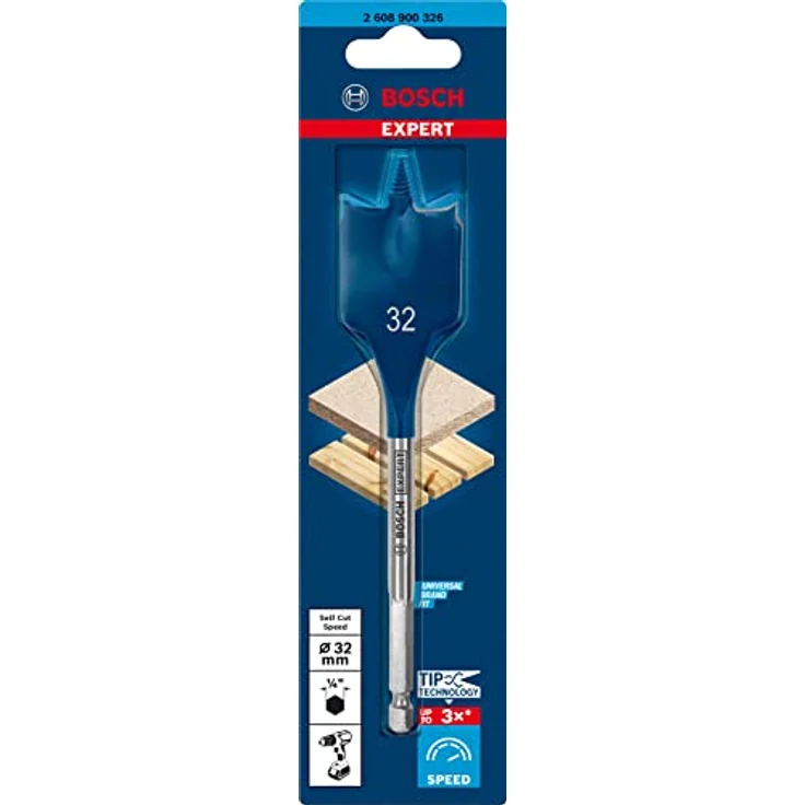 Bosch Accessories 2608900326 Holz-Fräsbohrer 32 mm, Gesamtlänge 152 mm, Sechskantschaft, hochleistungsfähig für schnelles Bohren – Bild 2