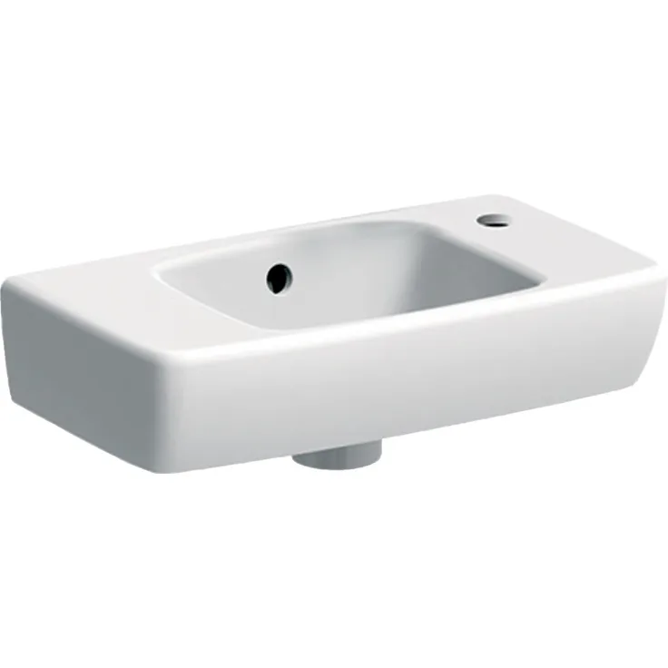 Keramag Renova Compact Handwaschbecken verkürzte Ausladung, 450x250mm, mit Ablagefläche links, Farbe: Weiß - 501.730.01.1