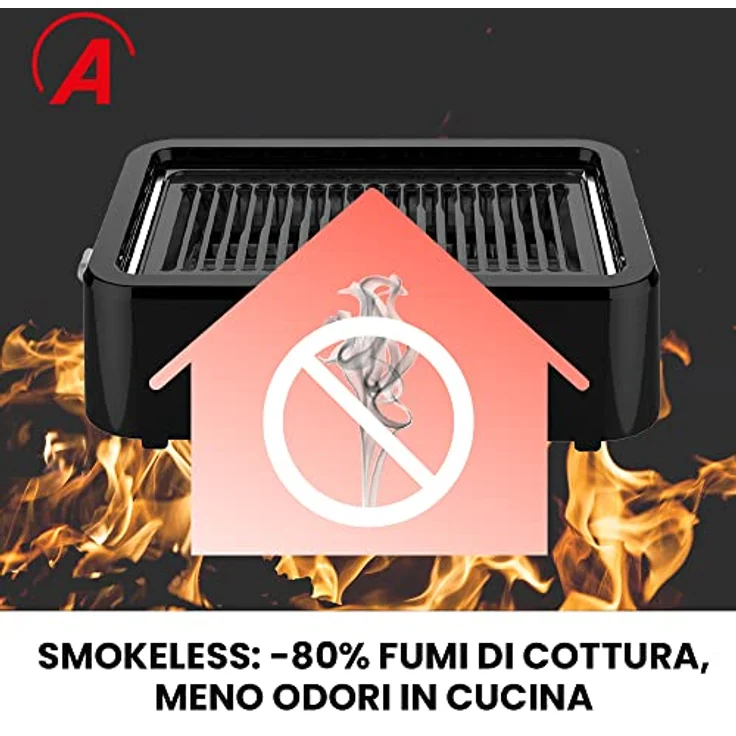 Ardes ARGRILL01 Rauchfreier Elektrogrill mit Infrarotheizung 1100 W, Tragbarer Elektro-Balkongrill, Rauchfrei, BBQ, Innen- oder Außenbereich, abnehmbarer Grill - Schwarz – Bild 5