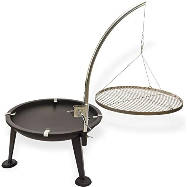 Edelstahl Schwenkgrill Holzkohlegrill 3-beinig 55 cm Grillrost Feuerschale – Bild 4