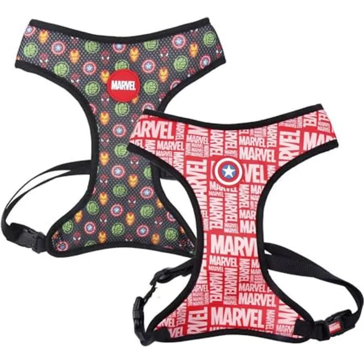 Cerdá Marvel Brustgeschirr für Haustiere, hochwertig bedruckt aus 100% Polyester, beständiger Stoff, mit Metallanhängern, offiziell lizenziert