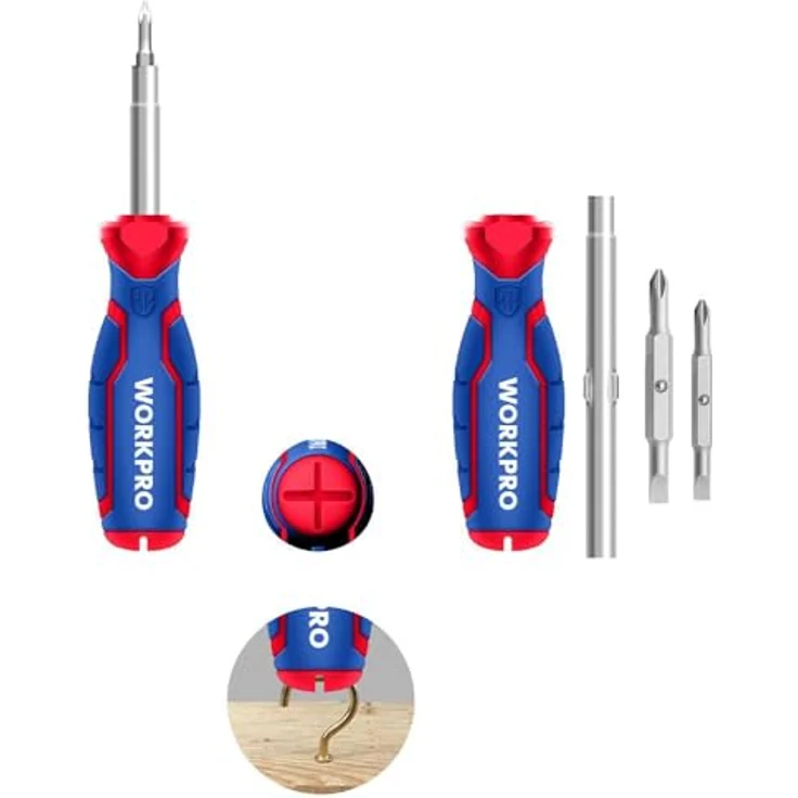 WorkPro Bit-Schraubendreher Set, PH2 und PH1 mit ergonomischem Griff und Chrom-Vanadium-Klingen, 78mm und 65mm Bits – Bild 1