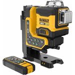 Dewalt 18V 3x360° Linienlaser mit Fernbedienung, grüne Laserlinien, bis zu 100m Reichweite, IP54, selbstnivellierend
