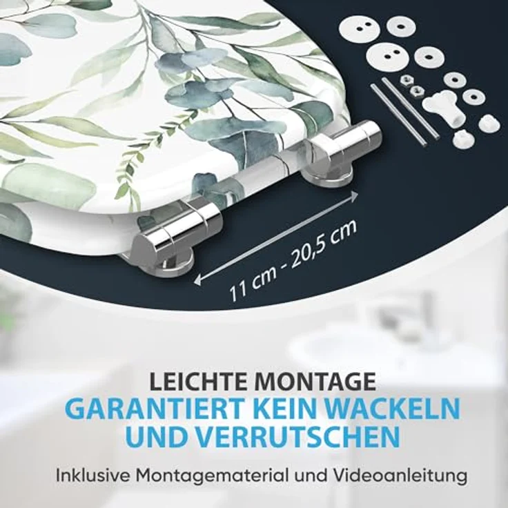 Sanilo WC Sitz Eukalyptus, Toilettendeckel aus Holz mit Absenkautomatik, antibakterieller Beschichtung, 47 x 37,7 cm – Bild 7