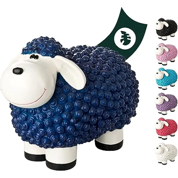 VERDOBA Mini Deko Schaf Molly, wetterfeste Gartendeko Figur in Blau, ca. 21 x 12,5 x 16,5 cm, standfest aus robustem Kunstharz