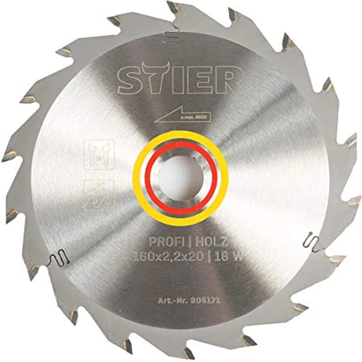 STIER Profi Kreissägeblatt, für Handkreissägen, Holz, 160x2,2x20, 18 Wechselzähne, gehärtet, 25° Spanwinkel – Bild 1