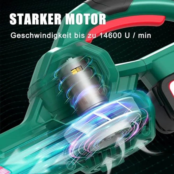 HYECHO Laubbläser 223 km/h, Akku 18V 4,0Ah mit 3 Aufblasdüsen, ergonomisch, Grün – Bild 7