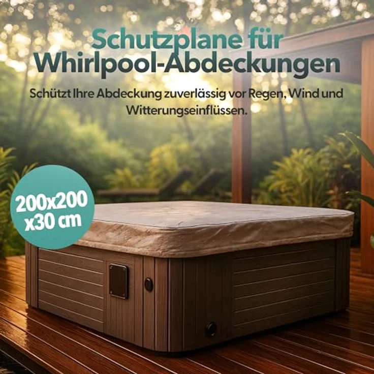 Canadian Spa Company Whirlpool-Abdeckung, Silber, Kunststoff, 200x200 cm, wasserabweisend und UV-beständig, Schutz für Spa-Abdeckung – Bild 2