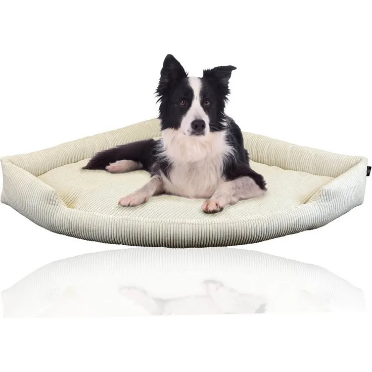 Rohrschneider Tierbett XXL Eck-Hundebett für große Hunde aus Cordstoff, Hundekissen