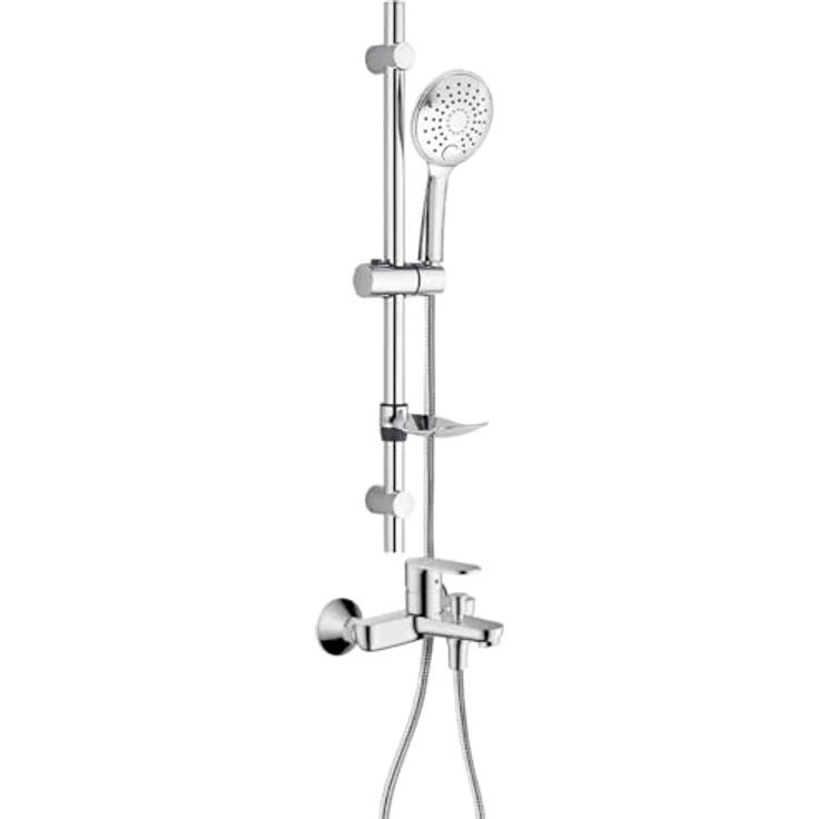 Belvit Hansgrohe Vernis Blend Wannenmischer Set, Keramikmischsystem mit Handbrause und Umsteller, Duschstange 85 cm, Anti-Kalk Düse, Chrom – Bild 2