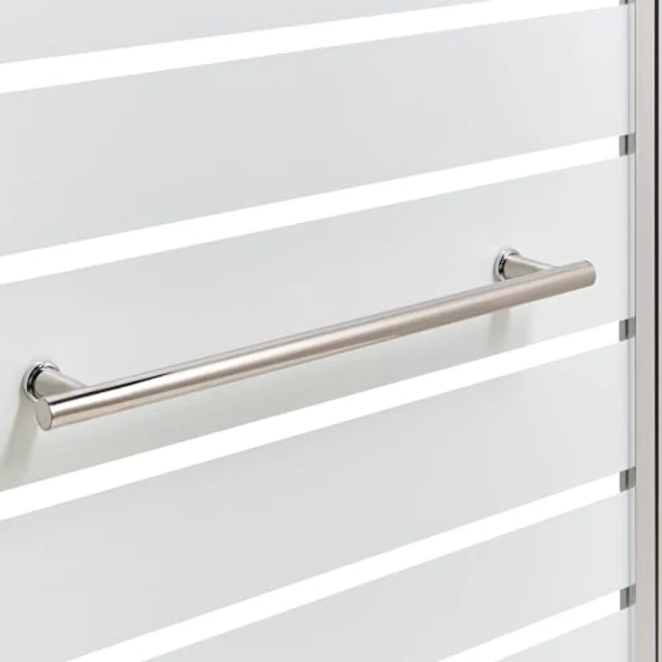 Beliani Badewannenaufsatz 140x100 cm, 2-teilig mit Schwingtür und Edelstahlgriff, Sicherheitsglas und Aluminiumprofil, modern, silber – Bild 4